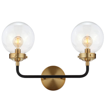 Caleb Brass Vanity Wall Sconce Clear - JONATHAN Y